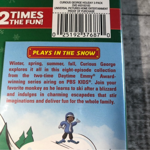 PBS Kids Curious George Holiday 2-Pack New DVD Very Monkey Christmas & Play Snow - Picture 16 of 16